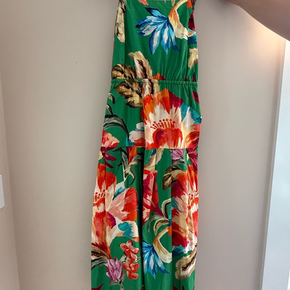 FARM Rio Green Floral Midi Dress